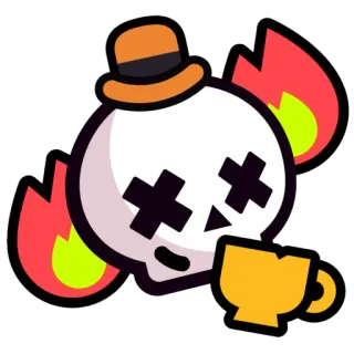 🏆 หัวกะโหลก, หมวก, ไฟ, ถ้วย, การ์ตูน telegram sticker