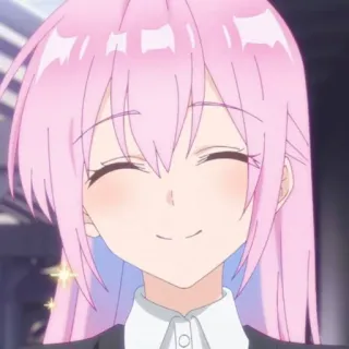 🍧 Anime, Mädchen, rosa Haare, Lächeln, fröhlich, süß telegram sticker