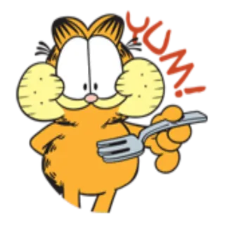 🍽 Garfield YUM garfield, kreskówka, jedzenie, kot, pyszne, głodny, je telegram sticker