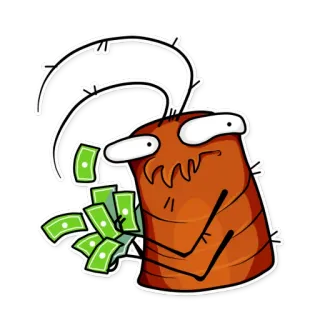 💸 barata, dinheiro, desenho animado, inseto, ganância telegram sticker