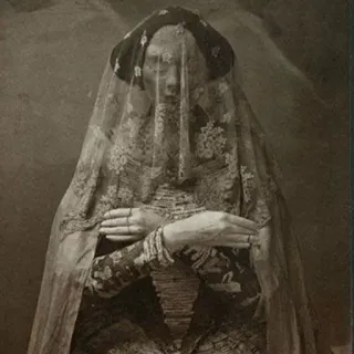 💀 véu, mulher, retrato, antigo, vintage telegram sticker