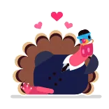 🥰 七面鳥, 愛, ハート, 動物, 漫画, かわいい, 感謝祭 telegram sticker