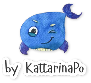 ✏ by KattarinaPo Baleine, Bleu, Dessin animé, Mignon, Kawaii, Créature marine, Animal telegram sticker