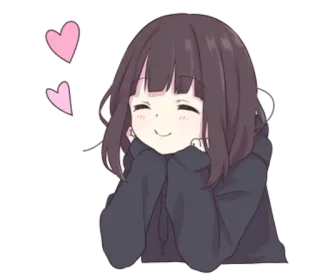 ☺️ anime, słodkie, serca, dziewczyna, kawaii, szczęśliwy, chibi telegram sticker