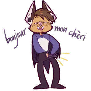 👋 bonjour mon cheri ค้างคาว, น่ารัก, ทักทาย, ตัวละคร, แอนิเมชั่น telegram sticker