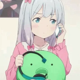 🖇 Anime, Gadis, Kawaii, Telepon, Headphone, Lucu telegram sticker