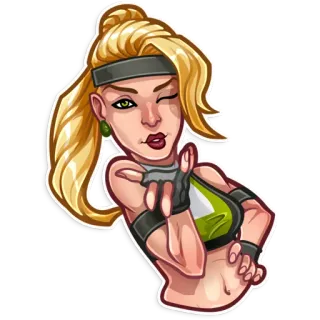 😘 Sonya Blade Mortal Kombat blond, vechter, spel, vrouw, vechtsport telegram sticker
