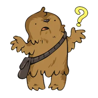 ❓ Cartoon, Wookiee, Frage, Braun, Lustig, Verwirrt, Süß, Figur telegram sticker