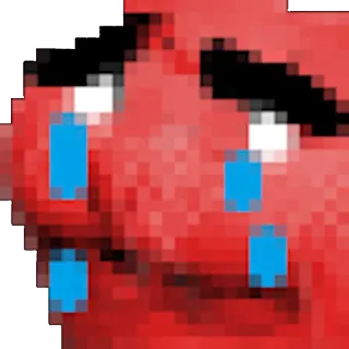 😢 piangere, triste, emoji, faccia, pixelato, rosso telegram sticker