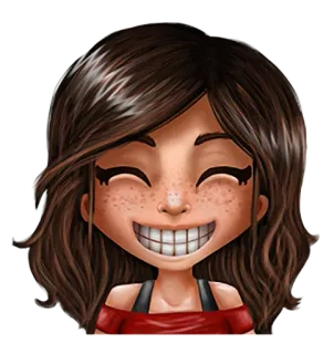 😬 Desenho animado, Rosto, Retrato, Sorriso, Menina, Personagem telegram sticker