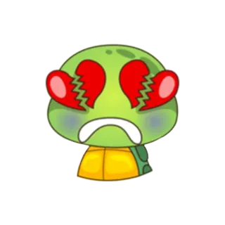 💔 tartaruga, triste, corações, coração partido, amor, desenho animado telegram sticker