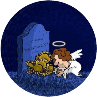 🌾 ICI REPOSE
VINCENT VAN GOGH
1853-1890 Vincent Van Gogh, tombstone, sunflowers, art, angel, cartoon whatsapp sticker