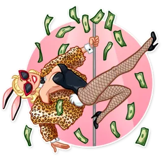 😎 кролик, деньги, девушка, шест, стриптиз telegram sticker