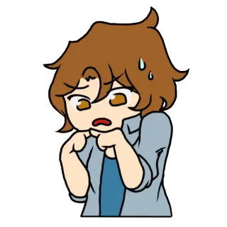 😓 치비, 애니메이션 스타일, 걱정, 땀, 긴장, 만화 telegram sticker