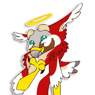 😇 Desenho animado, Furry, Pássaro, Animal, Anjo, Halo, Personagem, Fofo whatsapp sticker