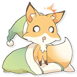 😧 fuchs, cartoon, schläfrig, tier, süß, aufkleber, nickerchen whatsapp sticker