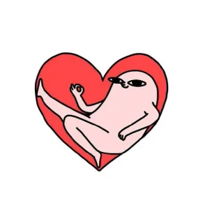 🕸 캐릭터, 하트, 앉아있는, 유머 telegram sticker