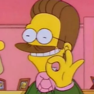 👌 Ned Flanders The Simpsons 네드 플랜더스, 심슨, 만화 캐릭터, OK 손모양, 불쾌한 제스처 telegram sticker
