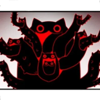 👹 kot, potwór, czarny, czerwony, zwierzę telegram sticker