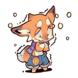 ❄️ vos, cartoon, schattig, dier, sjaal, personage telegram sticker