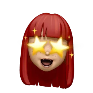 🤩 Emoji, Faccia, Capelli rossi, Stelle, Espressione telegram sticker