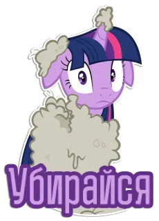 🧹 Twilight Sparkle My Little Pony УБИРАЙСЯ Pony, Cartoon, Sticker, Russisch, HAU AB, Verschwinde telegram sticker