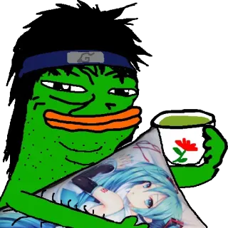 ☕ Pepe the Frog pepe, kikker, meme, hatsune miku, anime, dakimakura, kussen telegram sticker