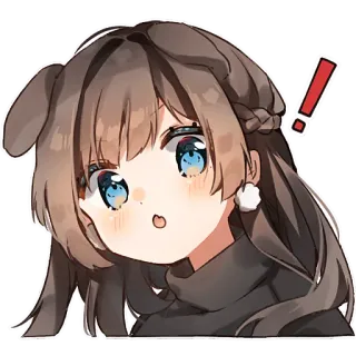 😦 アニメガール, びっくり, エクスクラメーションマーク, 可愛い, デジタルアート, 漫画, ステッカー, 女の子 telegram sticker
