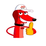 👍 Hund, Cartoon, Daumen hoch, Rot, Tier, Figur telegram sticker