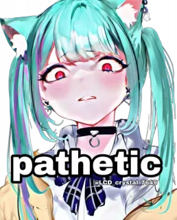 😒 pathetic 动漫, 女孩, 可怜, 猫, 耳朵, 表情包 whatsapp sticker