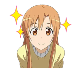 😃 anime, dziewczyna, kreskówka, iskierki, uśmiechnięta, urocza telegram sticker