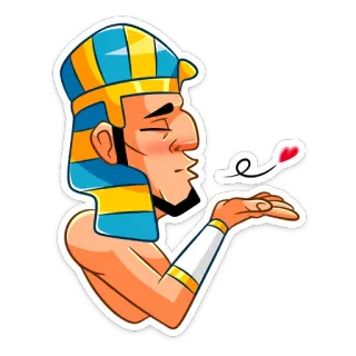 😘 Egipcio, Faraón, Dibujo animado, Beso, Corazón, Amor whatsapp sticker