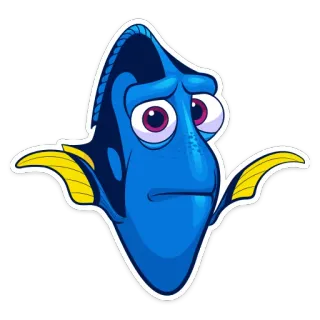 🤷‍♂ Dory Finding Nemo fish, blue tang, cartoon, animated, Dory, Finding Nemo telegram sticker