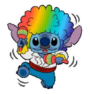 😊 Stitch Stitch, Arc-en-ciel, Maracas, Dessin animé, Danse whatsapp sticker