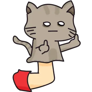 🖕 chat, doigt d'honneur, offensant, sticker, dessin animé, geste whatsapp sticker
