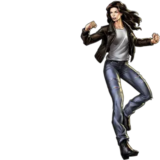 👊 woman, leather jacket, jeans, boots, character, comic book, illustration telegram sticker