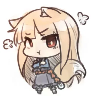 😠 fille anime, chibi, oreilles de renard, en colère, mignon telegram sticker