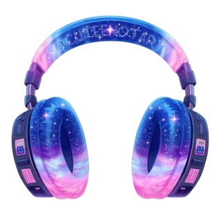 🎧 nocuteestar headphones, galaxy, stars, pink, blue, music, cute telegram sticker
