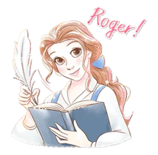 🤚 Belle Beauty and the Beast Roger! Belle, Beauty and the Beast, Disney, princess, writing, book telegram sticker