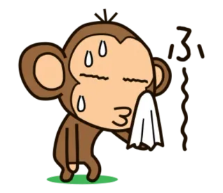 🐵 ลิง, เหงื่อออก, ผ้าขนหนู, เหนื่อย, น่ารัก, การ์ตูน telegram sticker