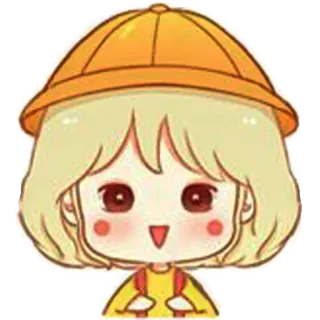 😍 Мультик, Милый, Девушка, Желтая шляпа, Светлые волосы, Наклейка telegram sticker