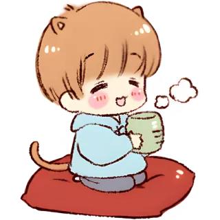🫖 dễ thương, anime, con trai, trà, kawaii, chibi whatsapp sticker