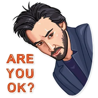 🙂 Keanu Reeves ARE YOU OK? キアヌ・リーブス, ミーム, 大丈夫？, セレブ, 俳優, 男性 telegram sticker