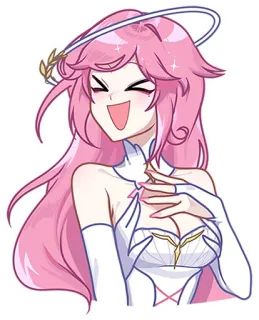 😀 Anime meisje, Roze haar, Leuk, Cartoon, Personage, Illustratie telegram sticker