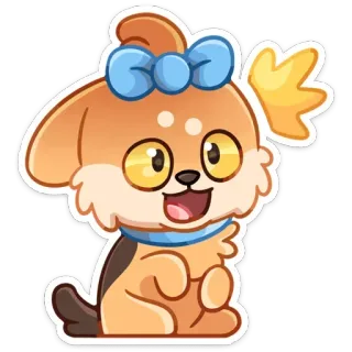 🤩 chiot, chien, mignon, dessin animé, animal, animal de compagnie, ruban telegram sticker