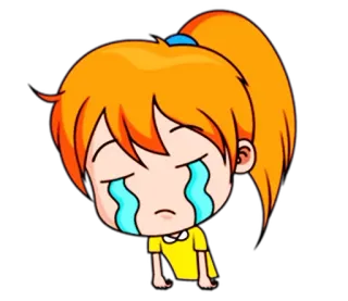 😭 piangere, lacrime, triste, arrabbiato, emozionale, cartone animato, ragazza telegram sticker