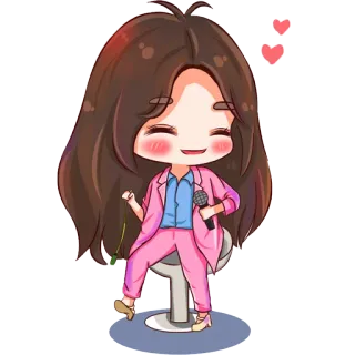 ❤ Чиби, Певец, Мультфильм, Женщина, Микрофон, Музыка, Выступление telegram sticker