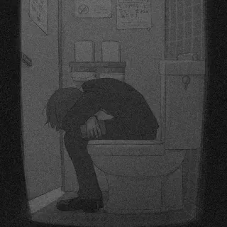 ⛓ sad, toilet, bathroom, despair, anime, manga telegram sticker