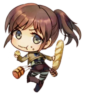 😋 Sasha Braus Attack on Titan Anime, Chibi, Sasha Braus, L'Attaque des Titans, Nourriture, Mignon, Dessin animé telegram sticker