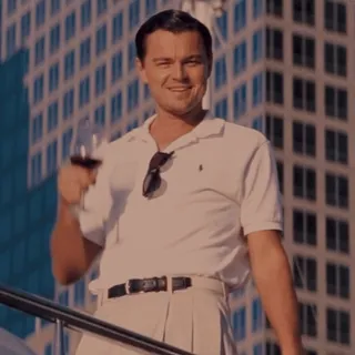 🍷 Leonardo DiCaprio, hombre, bebida, vino, celebración, éxito, El lobo de Wall Street telegram sticker